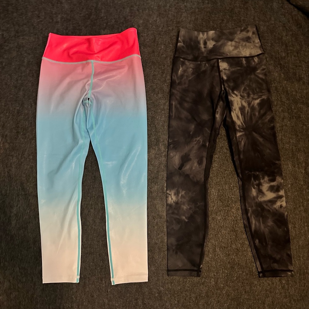 ZYIA Ombre Pink to Blue Leggings + Black Tie-Dye Pair